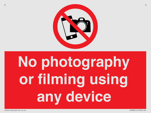 No photography or filming using any device